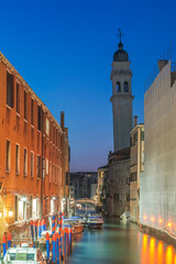 Wall Mural - Italy, Venice. tower and canal