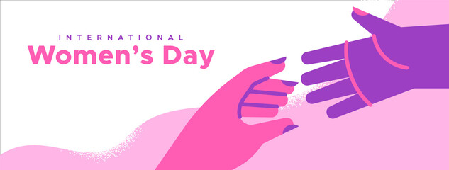 Wall Mural - Women's Day pink woman hand help together banner