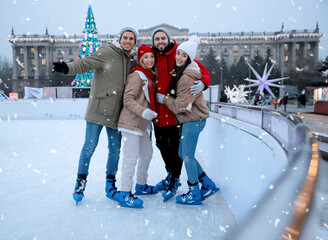 Sticker - Group of friends near fence at outdoor ice rink