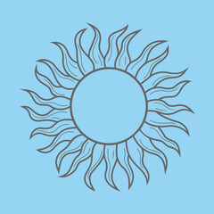 Wall Mural - Line drawing of a sun icon, simple grey vector