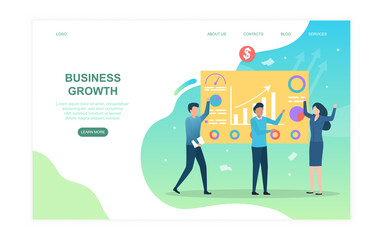 Poster - male and female business colleagues celebrating business growth. concept of business success. websit