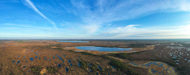 Wall Mural - Panoramic shot of beautiful Karula National Park full of lakes in Estonia