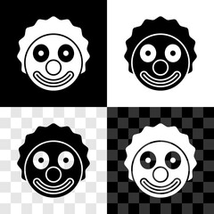 Canvas Print - Set Clown head icon isolated on black and white, transparent background. Vector.