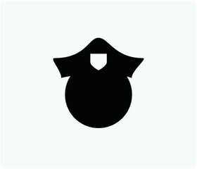 Poster - policeman head vector icon. Editable stroke. Symbol in Line Art Style for Design, Presentation, Website or Apps Elements, Logo. Pixel vector graphics - Vector