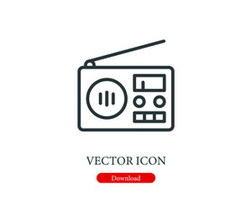 Poster - radio icon vector icon. Editable stroke. Symbol in Line Art Style for Design, Presentation, Website or Apps Elements, Logo. Pixel vector graphics - Vector