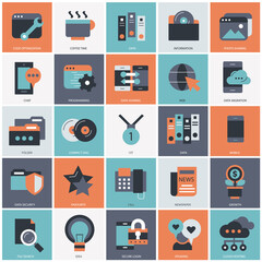 Wall Mural - Business, technology and management icon set for websites and mobile applications. Flat vector illustration