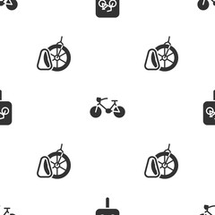 Wall Mural - Set Bicycle parking, and on seamless pattern. Vector.