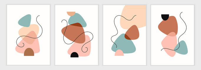 Wall Mural - set of interior art posters. minimalistic art. set of abstract templates for banners, posters, flyer