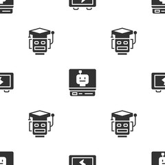 Sticker - Set Battery, Robot and on seamless pattern. Vector.