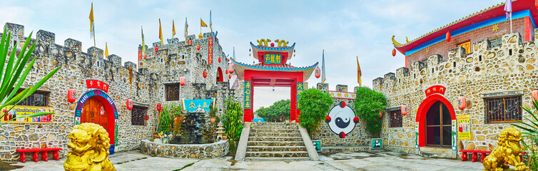 Sticker - Panorama of the castle in Santichon Chinese tea village, Thailand