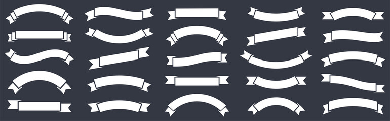 ribbon banner set. white ribbons collection. vector illustration