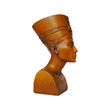 Bust or statue of the ancient Egyptian queen Nefertiti made of brown stone on a white background. The symbol of eternal female beauty. Isolate.