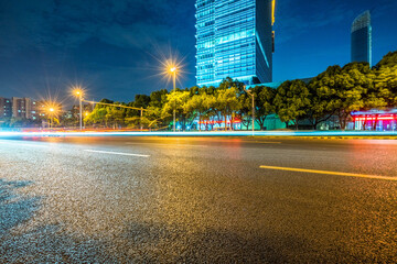 Wall Mural - Vehicle light trails in city at night