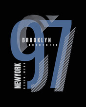 Vector Illustration Of A Letter, BROOKLYN Number Ninety-seven, Perfect For Designs Of T-shirts, Shirts, Hoodies, Undershirts, Etc.