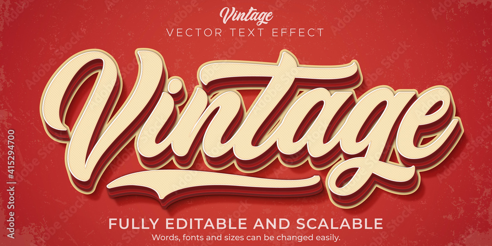 Retro, vintage text effect, editable 70s and 80s text style - obrazy, fototapety, plakaty 