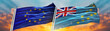 European Union Flag and Tuvalu flag waving with texture sky Cloud and sunset Double flag