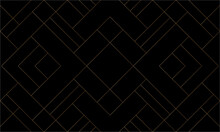 Diagonal Mondrian Pattern Of Mosaic Tile. Design Lines Gold On Black Background. Design Print For Illustration, Texture, Wallpaper, Background, Textile. Set 3