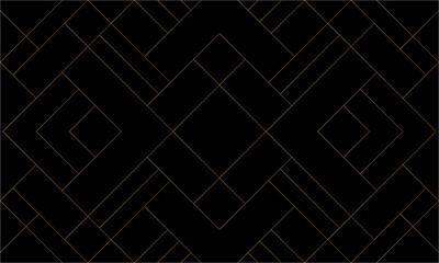 Diagonal mondrian pattern of mosaic tile. Design lines gold on black background. Design print for illustration, texture, wallpaper, background, textile. Set 3
