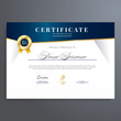 Certificate of appreciation template with gold and blue color, multipurpose, simple and elegant design