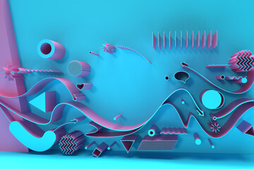 Poster - 3d render abstract background. digital 3d illustration design.