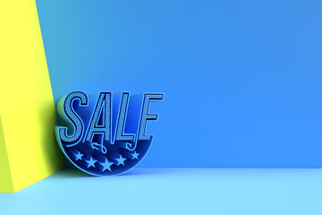 Wall Mural - 3D Render Sale Discount Banner with Sapce of Your text. Flyer Poster Illustration Design.