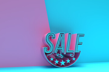 Wall Mural - 3D Render Sale Discount Banner with Sapce of Your text. Flyer Poster Illustration Design.