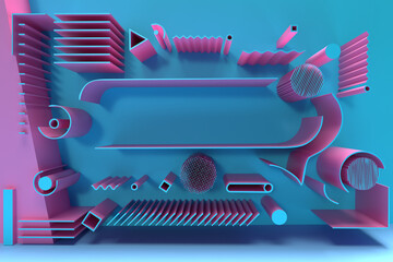 Poster - 3d render abstract background. digital 3d illustration design.