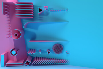 Poster - 3d render abstract background. digital 3d illustration design.