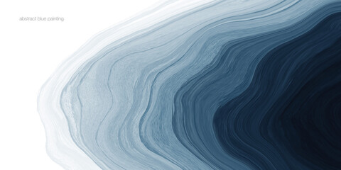 Poster - Abstract watercolor paint background dark blue gradient color with fluid curve lines texture and white space for text.