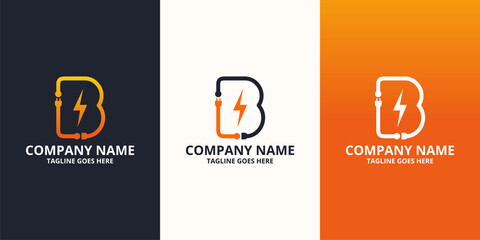 Electric initial letter B Logo Icon Template. Illustration vector graphic. Design concept Electrical plug  With letter symbol. Perfect for corporate, more technology brand identity