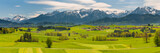 Fototapeta Natura - panoramic landscape with meadow and lake in Bavaria, Germany, at springtime