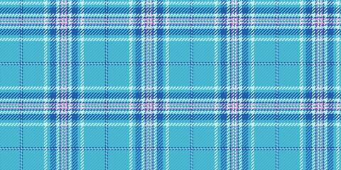 Poster - light and dark blue stripes and pink threads on cyan background fabric texture of traditional checkered tartan seamless ornament for plaid tablecloths shirts gingham clothes dresses bedding