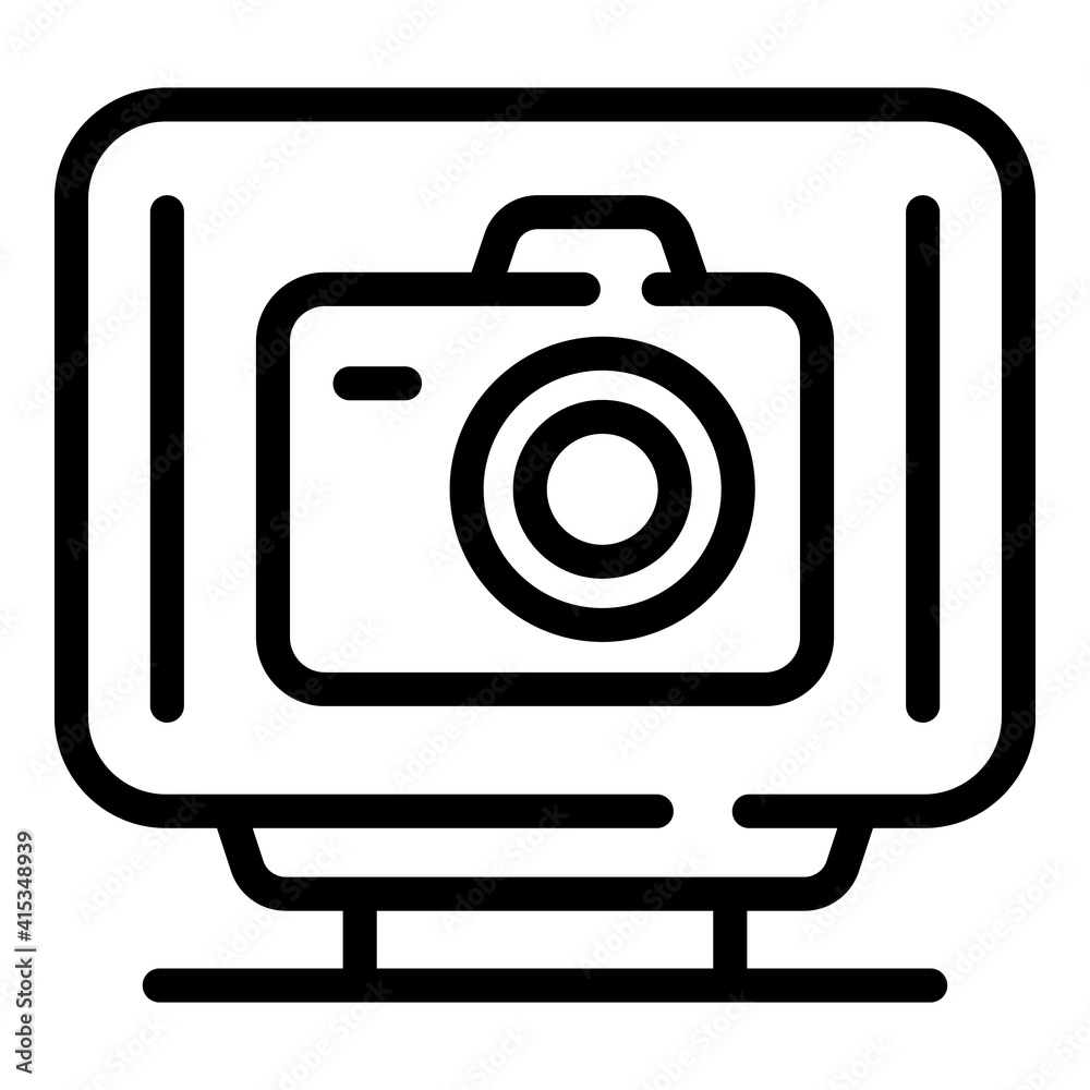 Interactive tv photo icon. Outline interactive tv photo vector icon for web design isolated on white background