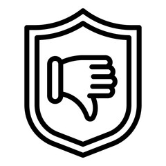 Poster - Shield dislike icon. Outline shield dislike vector icon for web design isolated on white background