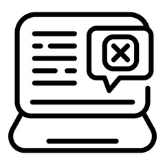 Poster - Laptop online dislike icon. Outline laptop online dislike vector icon for web design isolated on white background