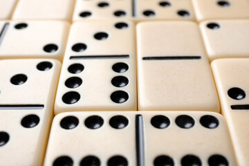 Sticker - Set of classic domino tiles as background, closeup