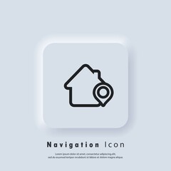 Poster - Location pin, store point. Local marketing e-commerce campaign strategy. Market And shop location Pointer icon with shop. GPS location. Map pin icons. Vector EPS 10. UI icon. Neumorphic UI UX