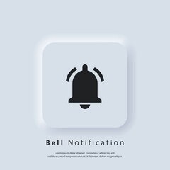 Poster - Notification icon. Bell notification and sound icons. Notification bell icon for incoming inbox message. Bell ring for alarm clock and smartphone application alert. Vector EPS 10. Neumorphic UI UX.