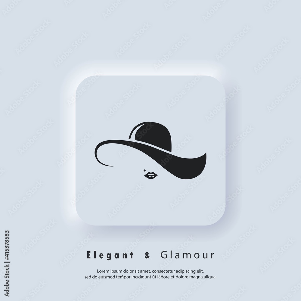 Lady with elegant hat and lips. Beautiful female face. Elegant and ...