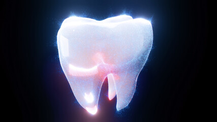 3d Rendered Illustration of tooth in isolated black background. High quality photo