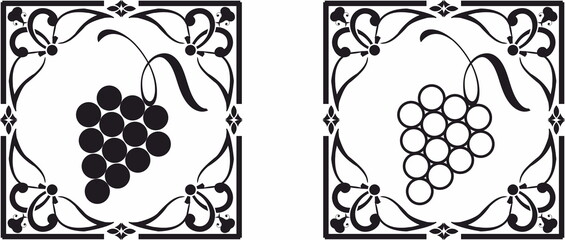 Poster - Grape wine brunch decorative element and frame