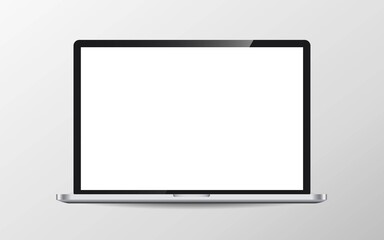 Poster - Modern laptop computer vector mockup isolated on white. illustration