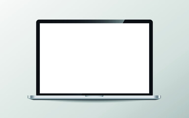 Poster - Modern laptop computer vector mockup isolated on white. Vector illustration