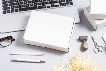 Wall Mural - white cardboard box on office desk