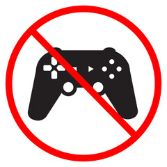 Poster - no play a game icon on white background. do not play a game sign. forbidden gaming symbol. banned jo