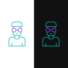 Poster - Line Nerd geek icon isolated on white and black background. Colorful outline concept. Vector.