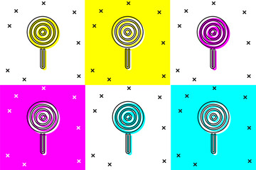 Poster - Set Lollipop icon isolated on color background. Candy sign. Food, delicious symbol. Vector.