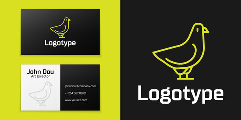 Sticker - Logotype line Dove icon isolated on black background. Logo design template element. Vector.