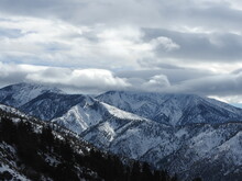 Winter Scenery Of The Snow-covered San Gabriel Mountains, San Bernardino County, California.