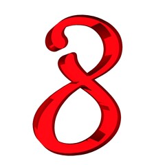 Poster - 3d number 8 red on a white background. Rendering an image.